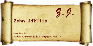 Zahn Júlia névjegykártya